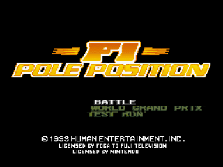 F1 Pole Position title screen for Super Nintendo
